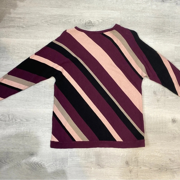 TanJay Wide Striped Metallic Purple 3/4 Sleeve Sweater Size M - Picture 12 of 12